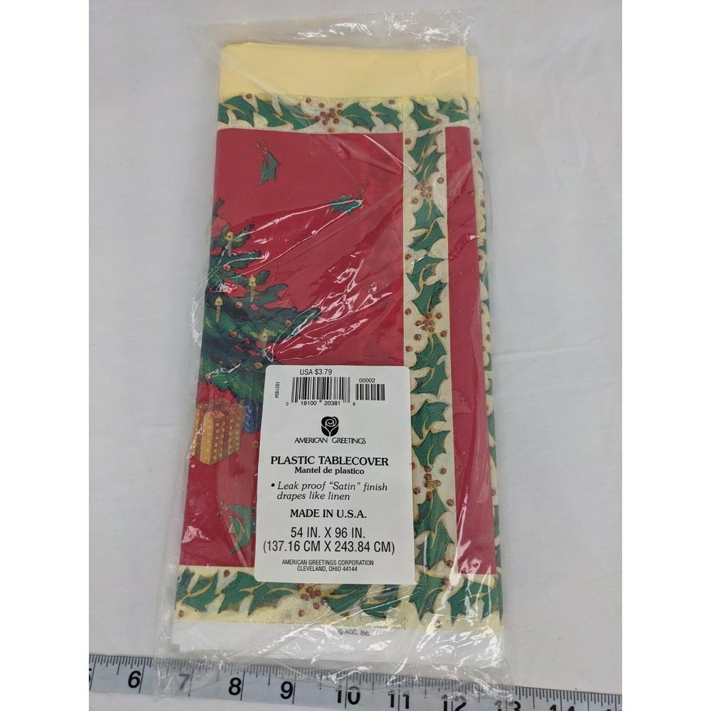 American Greetings Plastic Tablecover Christmas 54x 96 Inch